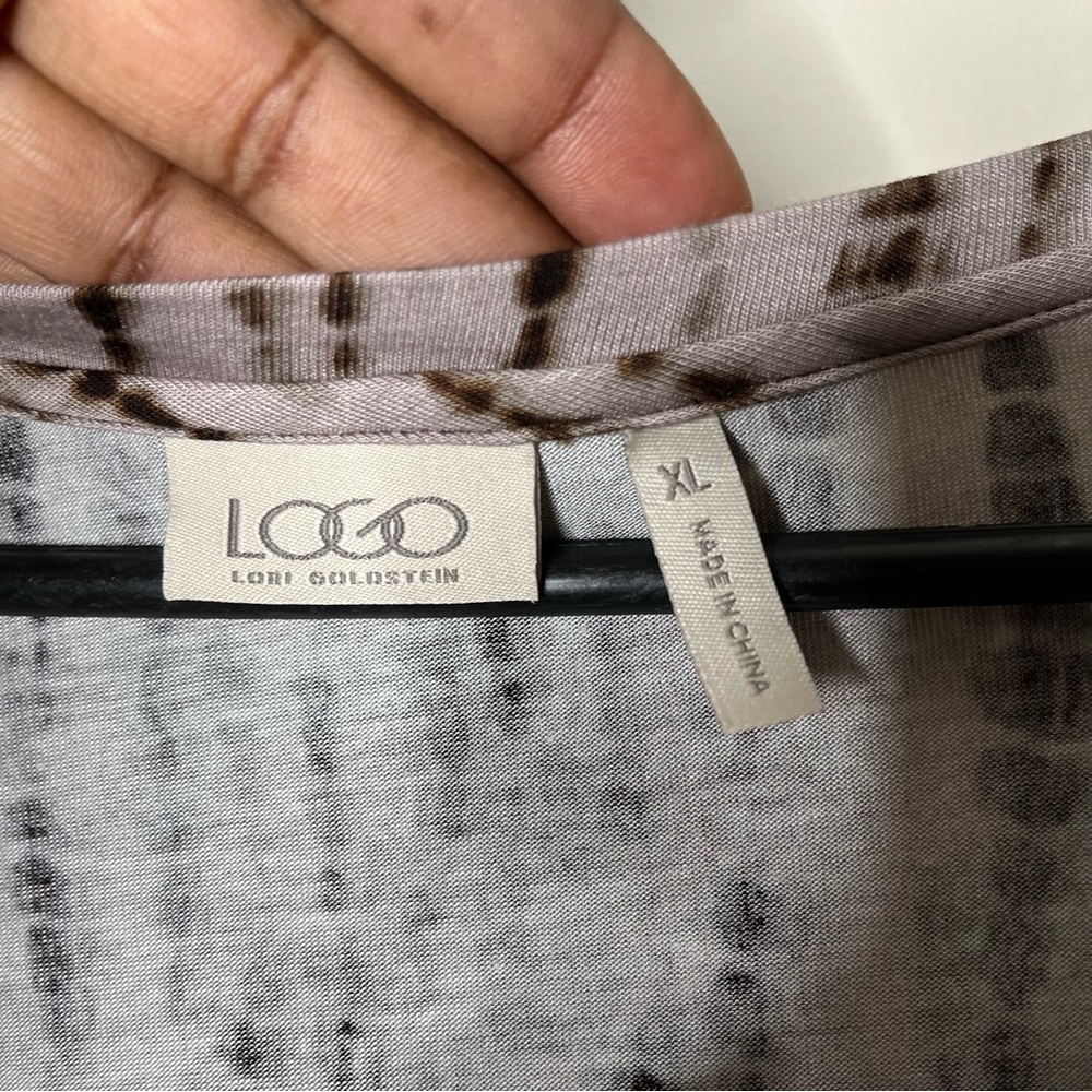 LOGO Lori Goldstein Tie Dye Like Long Sleeves Tunic  With Contrast Hemline SZ XL - Picture 13 of 13